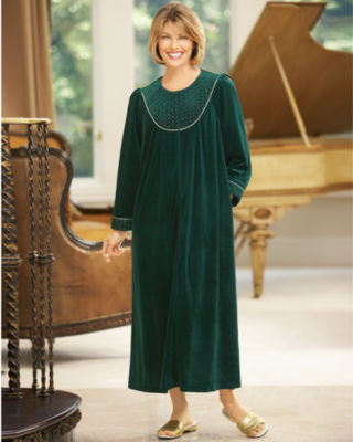 Embroidered Yoke Velour Lounger