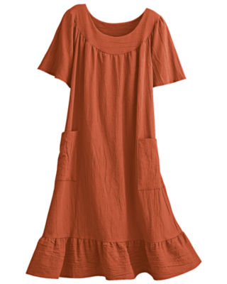 Solid Crinkle Cotton Dress