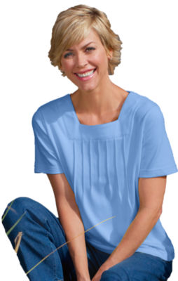 Blue Square Neck Top
