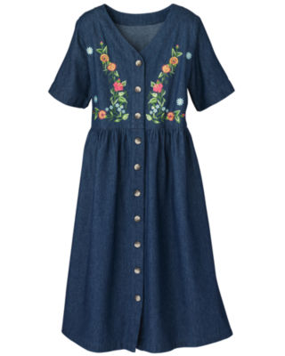 Embroidered Yoke Dress