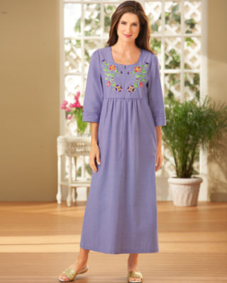 Embroidered Chambray Lounger