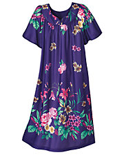 Black Floral Polyester Slip-on Dress