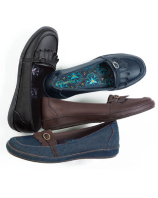 Carmen Denim and Leather Slip-On Shoes
