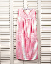 Plissé Gingham Sleeveless Lounge Dress