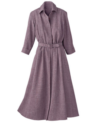 ¾ Sleeve Shirtwaist Dress
