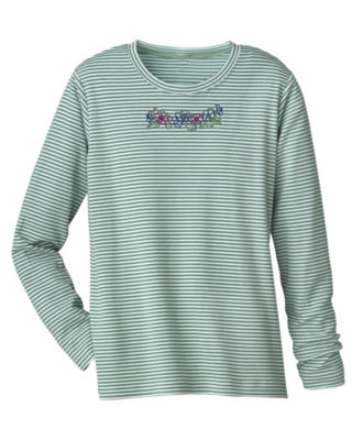 Long Sleeve Embroidered Stripe Tee