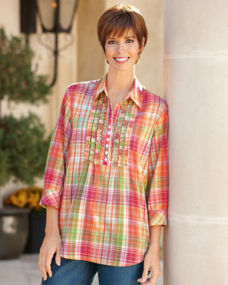 Ruffle Plaid Big Shirt