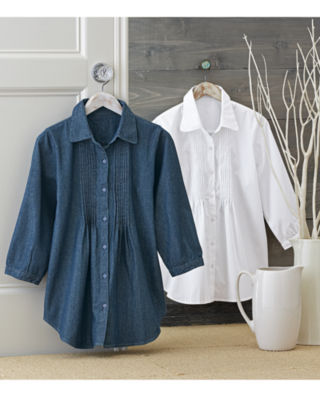 3/4 Sleeve Pintuck Shirt