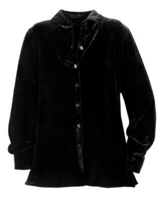 Black Stretch Velvet Big Shirt