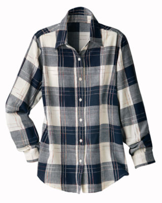 Navy Plaid Cotton Shirt
