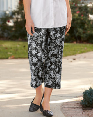 Botanical Print Cropped Pants
