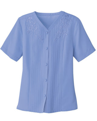 Pintuck Embroidered Blouse