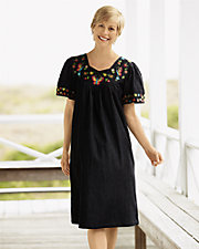 Black Denim Embroidered Dress