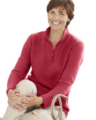 Rosewood Bouclé Henley Sweater