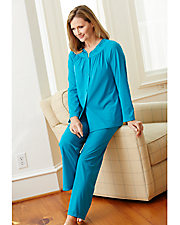 Embroidered Roses Long Sleeve Pajamas