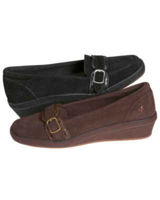 Cerise Suede Buckle Slip-On Shoes