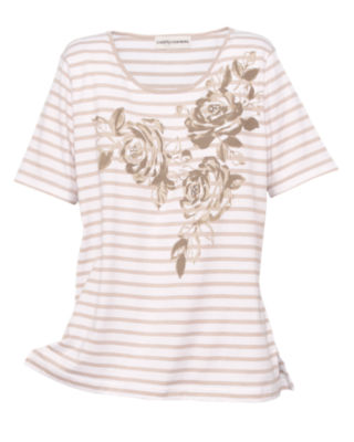 Striped Floral Knit Tee 