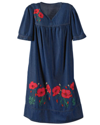 Embroidered Poppy Dress
