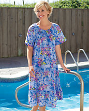Flounced Blue Floral Dress