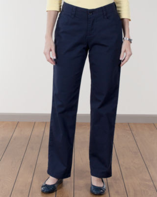 Navy Plain Front Twill Pants