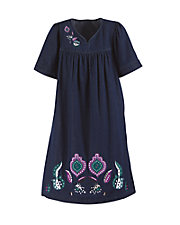 Vintage Embroidered Denim Dress