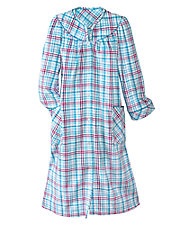 Plaid Microfleece Snap Front Robe