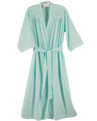 Embroidered Yoke Wrap Robe