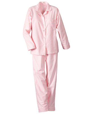 Long Sleeve Woven Striped Pajamas 