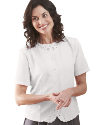 White Short Sleeve Weskit Blouse