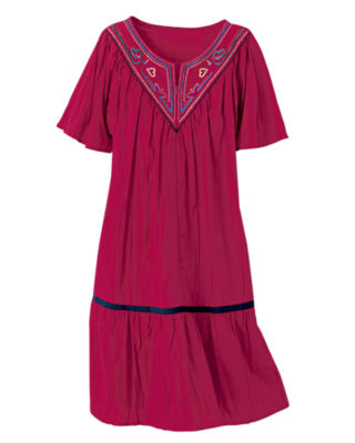 Embroidered Crinkle Cotton Dress
