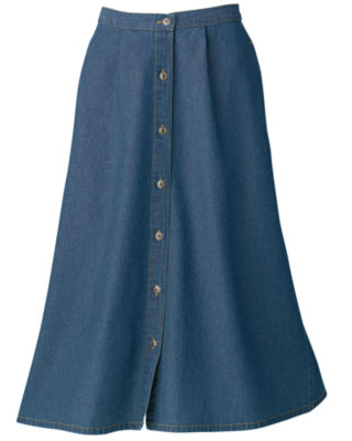 Denim Button-Front Skirt