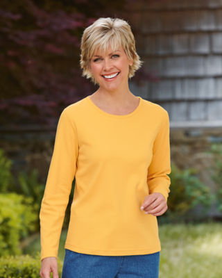Long Sleeve Picot-Trim Tee