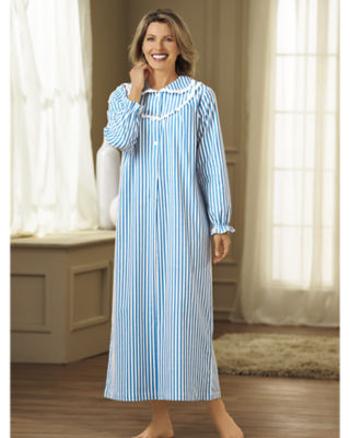 Long Striped Flannel Nightgown