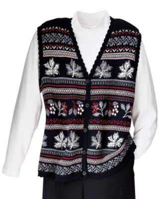 Black Jacquard Sweater Vest
