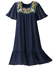 Floral Embroidered Cotton Dress