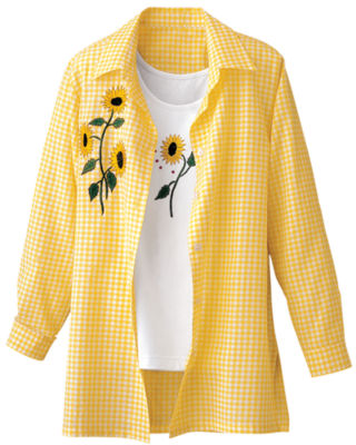 Yellow Gingham Big Shirt with FREE TANK