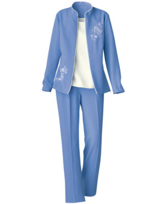 3-Piece Embroidered Pants Suit