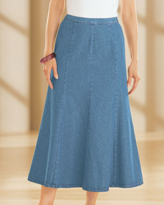Bleached Denim Gored Skirt