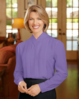 Pleated-Neck Blouse