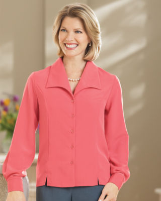 Long Sleeve Peachskin Blouse