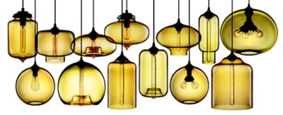 Hand-blown modern glass pendant lighting in Amber