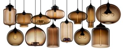 Hand-blown modern glass pendant lighting in Chocolate