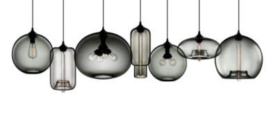 Hand-blown modern glass pendant lighting in Gray