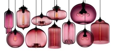 Hand-blown modern glass pendant lighting in Plum