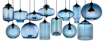 Hand-blown modern glass pendant lighting in Sapphire