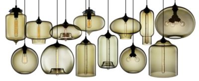 Hand-blown modern glass pendant lighting in Smoke