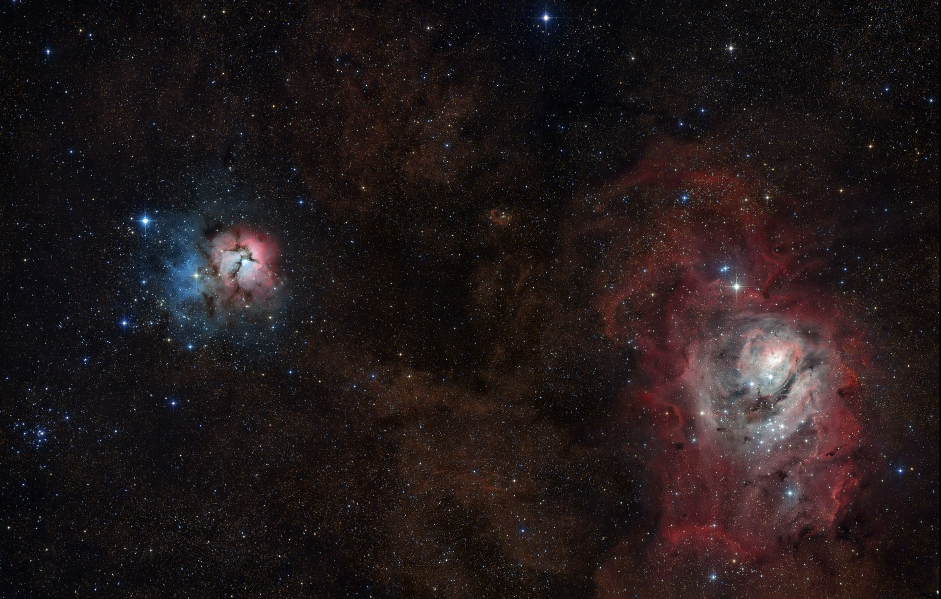 Trifid to Lagoon Nebula Mosaic