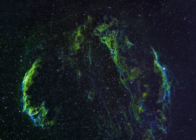 Veil Nebula Structure, A Supernova Remnant (3 Panel Mosaic)