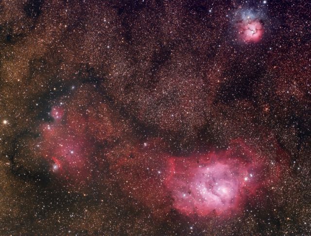 M8 (Lagoon), M20 (Trifid) and NGC 6559 - Sagittarius triplet