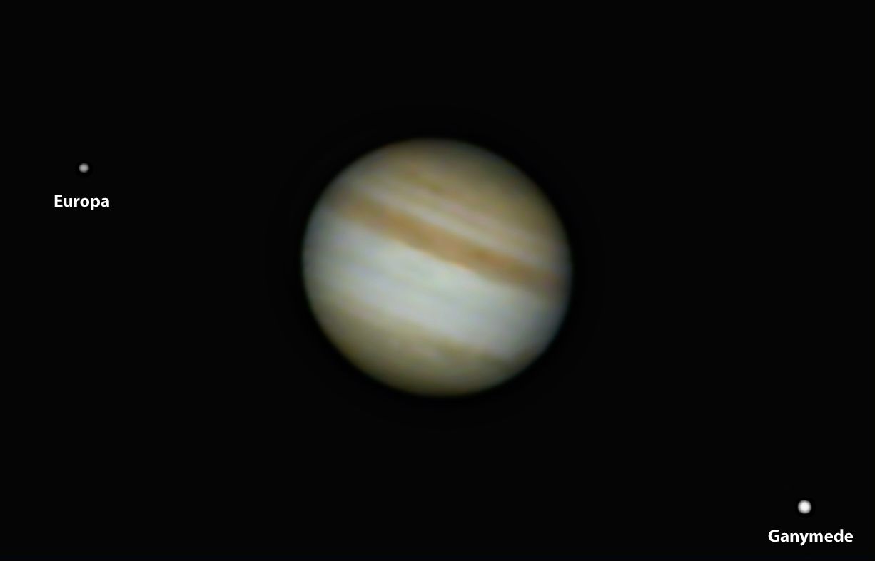 Jupiter with Ganymede and Europa Astronomy images at Orion Telescope